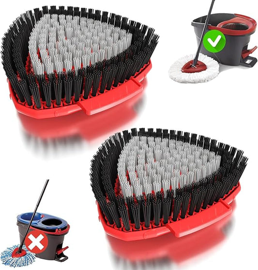 2 Pack Upgraded Spin Mop Replacement Scrub Brush Heads Compatible with Ocedar EasyWring 1 Tank,Full Bristle Scrubber Replace Great for Kitchen, Bathroom, Pools,Deck Hard Floor Cleaning