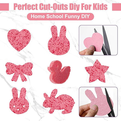 Zhengmy 100 Pieces Sponges Bulk Sponges Kitchen Compressed Sponge Natural Dish Sponge Compressed Wood Pulp Cleaning Without Scratching for Kitchen Bathroom, 3.9 x 2.4 x 0.12 Inch (Pink)