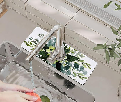 Kitchen Sink Splash Guard Faucet Mat -1 PC Super Absorbent Fast Drying Mat Sink Gadgets-Splash Guard Behind Faucet Drip Catcher for Kitchen, Bathroom,Sink Mat, Dish Drying Mat, Bathroom(15" X 5.5" )