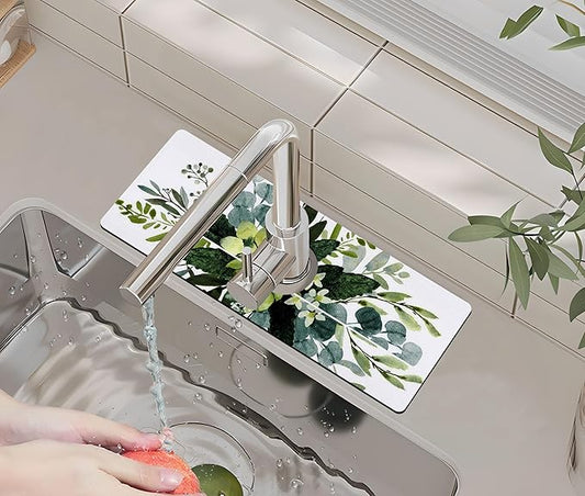 Kitchen Sink Splash Guard Faucet Mat -1 PC Super Absorbent Fast Drying Mat Sink Gadgets-Splash Guard Behind Faucet Drip Catcher for Kitchen, Bathroom,Sink Mat, Dish Drying Mat, Bathroom(15" X 5.5" )