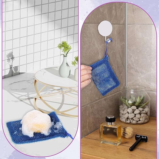 6 PCS Mesh Soap Bags, 5.5 x 3.5 in Mesh Soap Bags Hangable Bar Soaps Pouch Colorful Soaps Saver Bag with Drawstring Closure Exfoliating Mesh Shower Bag for Bath & Shower (6 Colors)