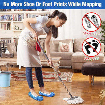 10Pcs Mop Slippers for Floor Cleaning Washable Shoes Cover Soft Microfiber Dust Mops Mop Socks Reusable for Women Men Kids Foot Dust Hair Cleaners Sweeping House Office Bathroom Kitchen