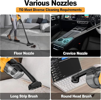 Cordless Vacuum for Dewalt 20V Battery, Portable Handheld Vacuum Cleaner with 2 HEPA Filter, 4 Multi Nozzle, Power Shop Vacuum for Home, Car, Floor, Carpet (Battery Not Included)