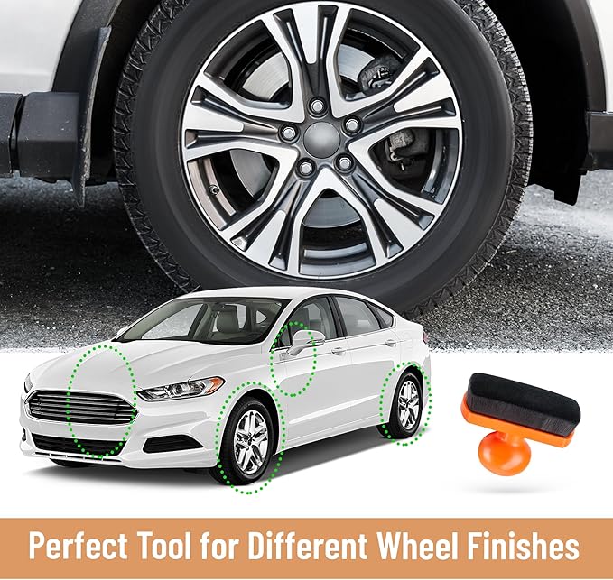 BABYSHEEP Tire Shine Applicator Brush - Extra Large Automotive Tire Dressing Applicator Brush with Storage Stand for Tire Detailing & Car Wash Kit, Black, 3.6 Inch Length (Orange)