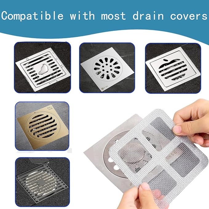 Disposable Hair Catcher Shower Drain Cover Bathroom Strainer Stickers Dog Hair Catcher Cover for Showers bathtubs，mesh Filter Sink Strainer Stickers 60pcs 3.9 x 3.9 Inch