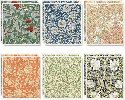 Whaline 12 Pcs William Morris Floral Swedish Dishcloths Vintage Greenery Flower Kitchen Towels Reusable Cotton Absorbent Dish Towels for Home Housewarming Cleaning, 7 x 8 Inch