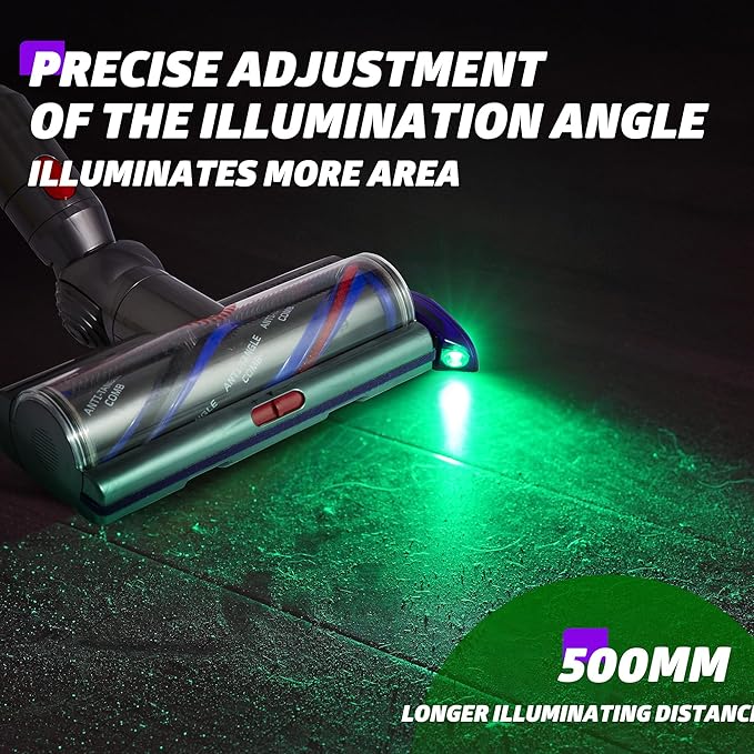 Vacuum Attachment Green Laser Light, Compatible with Dyson V8, V10, V11, V12, V15, Gen5 and All Vacuums, Deep Cleaning Supplies for Dog & Cat Owners, Reveal Hidden Dust on Hard Floor&Pet Hair (Purple)