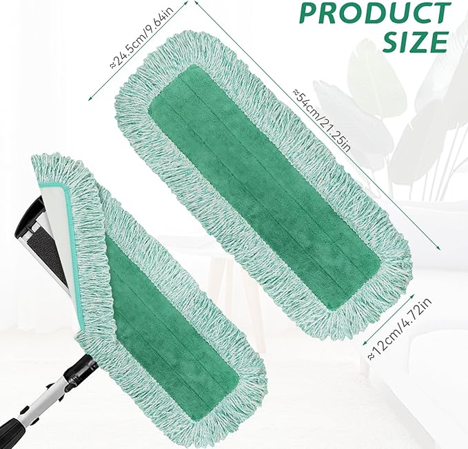 Dust Mop Pads for Rubbermaid Commercial Microfiber Dust Mop - 18 inch Mop Head Replacement with Fringe - Reusable Wet & Dry Cleaning Flat Mop System 18" 17" Refill for Multi-Surface Floor - 8 Pack