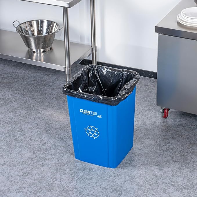 Restaurantware-Clean Tek Professional 19 Gallon Trash Can, 1 Square Waste Basket - Lid Sold Separately, Space Saving, Blue Plastic Garbage Bin, Ideal For Home, Office, Restaurant, And More