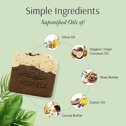 Marbela Cosmetics Handmade Soap Bar - Made in USA, Vegan Friendly, Palm Oil Free, Natural Bar Soap - Gentle Face & Body Soap for Daily Skin Care, Moisturizing & Nourishing - 3.5 oz (Cozy Cappuccino)