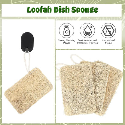 3Pcs Natural Loofa, 100% Real Natural Loofah Sponges Set, Loofah Sponge for Dishwashing, Luffa Sponges