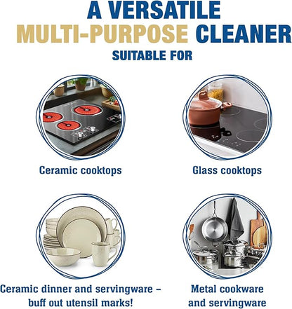 Bar Keepers Friend Cooktop Cleaner (2 x13 oz) Multipurpose Liquid Stovetop Cleanser - Safe for Use on Glass or Ceramic Cooking Surfaces, Copper, Brass, Chrome, and Stainless Steel & Porcelain Sinks