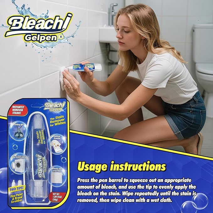 Bleach Pen For Clothing, Clothing Bleached DIY Design, Bleach Pen, Bleached GelPen, Stain Remover Pen, Mold Stain Remover Gel, DIY Personalized Clothing, Instantly Remove Stains, Pearl White.