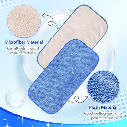Microfiber Cleaning Cloth Compatible with MR SIGA Professional Microfiber Mop - Professional Reusable Flat Mop Refills - Mop Pads Replacement for Hardwood Cleaning (4 Pack)