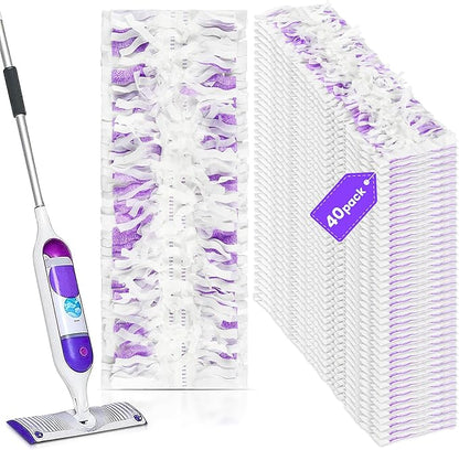 Pure Realm 40 Cout Power Mop Pads Refills for Powermop , Multi-Surface Disposablen swiffer Power Mop Pads，Unscented Spray Cleaning Repalcement Pads Refill
