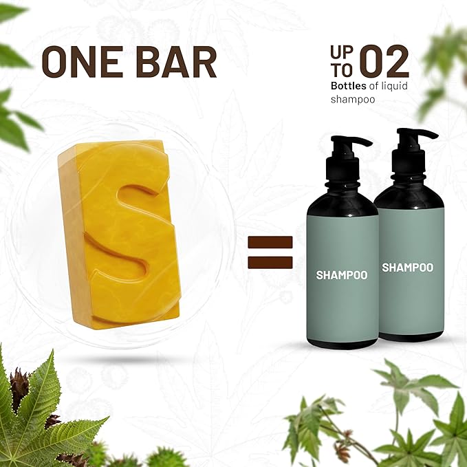 Herbishh Shampoo Bar for Hair Growth – Strengthening & Nourishing, Solid Soap for Thinning Hair, Paraben-Free & Sulfate-Free, 3.53 oz (Caster Oil Shampoo, Pack of 1)