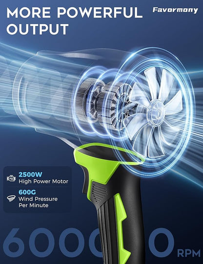Hand held Blower, 600,000 RPM Electric Leaf Blower Cordless with 2×4.0Ah Batteries and Charger for 40 Minutes Use, Portable Blowers for Lawn Care, Car Blow Dryer with Extended Nozzle (Green)
