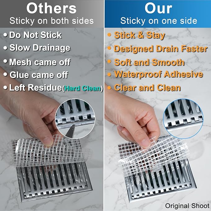 25 Pack, Disposable Shower Drain Hair Catcher Mesh Stickers,Disposable Hair Drain Catcher. (4.1inch Square)