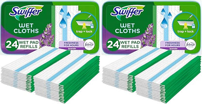 Swiffer Sweeper Wet Mopping Cloths with Febreze Freshness, Lavender Vanilla & Comfort, 24 Count (Pack of 2)