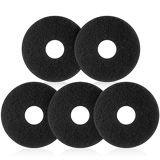 Teenyyou 5 Pcs 12" Cleaning Orbiter Pads Commercial Floor Buffer Pads Hardwood Floor Maintenance Scrubber Polisher Cleaning and Stripping for Orbiter Machine (Black)