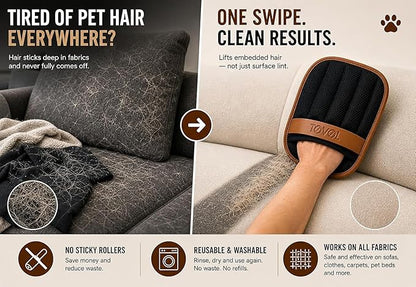 Pet Hair Removal Glove for Dogs & Cats, 2 Pack Reusable Electrostatic Pet Hair Remover Gloves, Magic Lint & Fur Remover Brush Tool for Couch, Furniture, Carpet, Clothes, Car Seats, Bedding & Laundry