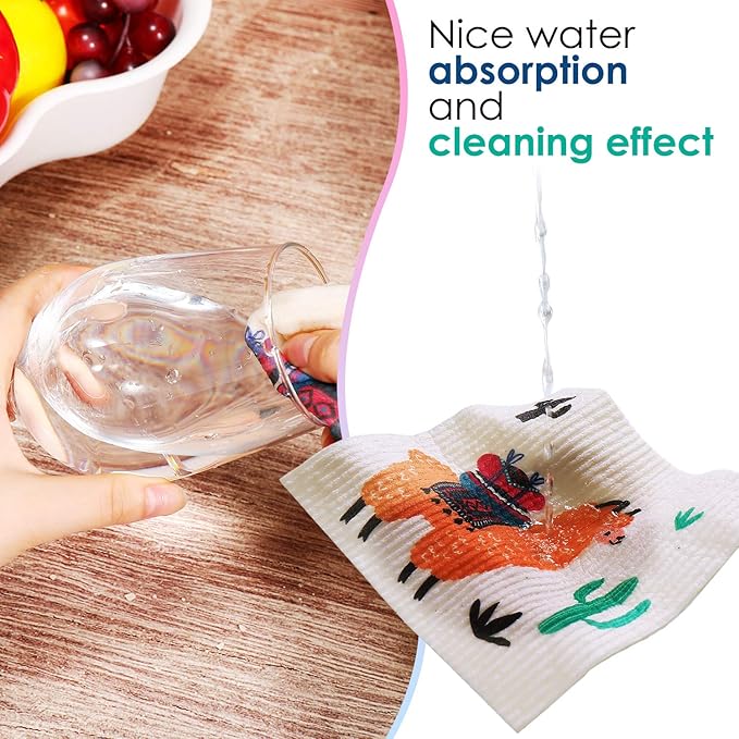 Remagr 6 Pcs Swedish Kitchen Dish Towels - Absorbent Dish Cloths, Quick Drying, Washable Cleaning Wipes, No Odor Hand Towel (Alpaca)