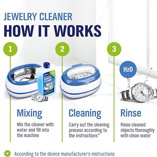 WoldoClean Ultrasonic Jewelry Cleaner Solution - 25.4 Fl Oz Concentrate Makes 8 Gallons for Gold, Silver, Platinum, Diamond Ring, Watch, Chain, Earring and Necklace