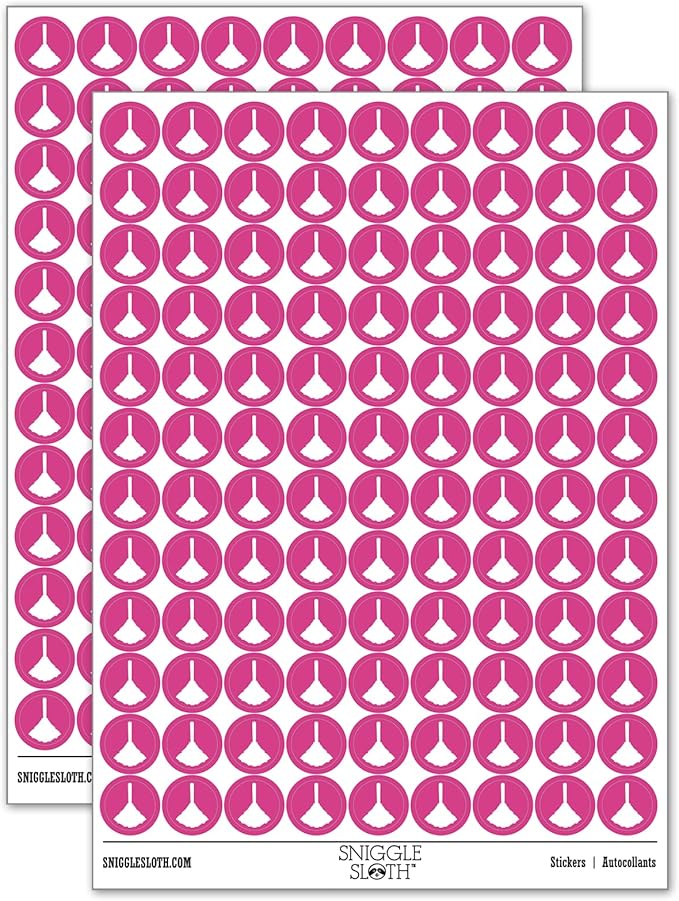 Feather Duster Cleaning 200+ Round Stickers - Gloss Finish - 0.50" Size - Hot Pink