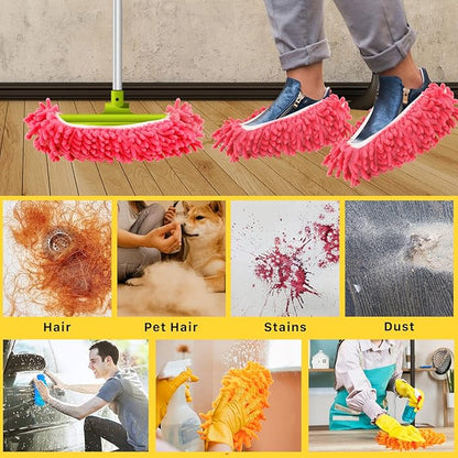 20PCS Mop Socks for Floor Cleaning, Washable Reusable Mop Shoes, Microfiber Shoes Cover Cleaning Slippers, Multi Function Soft Dusting Slippers for Women Men House Office Bathroom Kitchen