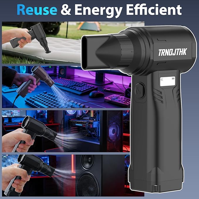 Electric Air Duster, 150000RPM Powerful Cordless Blower with Vacuum, 10-Gear Rechargeable Cleaner for Computer, Keyboard, Car Vent and Camera Gears