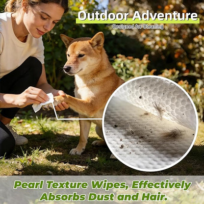 50 Pack Dog Wipes for Paws and Butt Unscented Hypoallergenic Pet Grooming Wipes Gentle Earth-Friendly Cleaning Wipes for Puppies, Kittens & Senior Pets Deodorizing Waterless Bathing Wipes