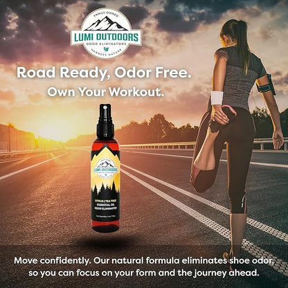 Lumi Outdoors Natural Shoe Deodorizer Spray & Odor Eliminator - Fresh Citrus Tea Tree Essential Oil Odor Eater