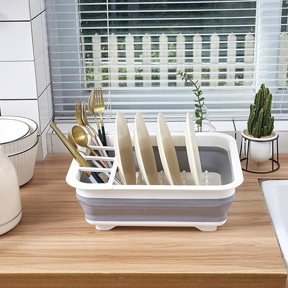 Goderewild Collapsible Dish Rack for Drying Dishes - Space-Saving and Foldable Design with Versatile Removable Components - Dinnerware Storage Organizer for Small Kitchen Spaces