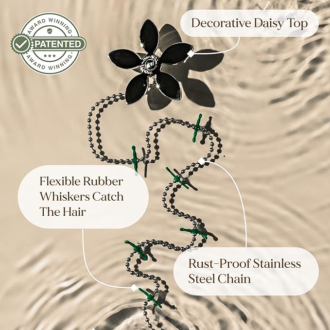 DrainWig Shower Drain Hair Catcher – Disposable Bathroom Hair Trap, Easy to Install in Shower Drain Cover, Helps Prevent Clogs – As Seen on Shark Tank - Silver Flower (12-Pack)