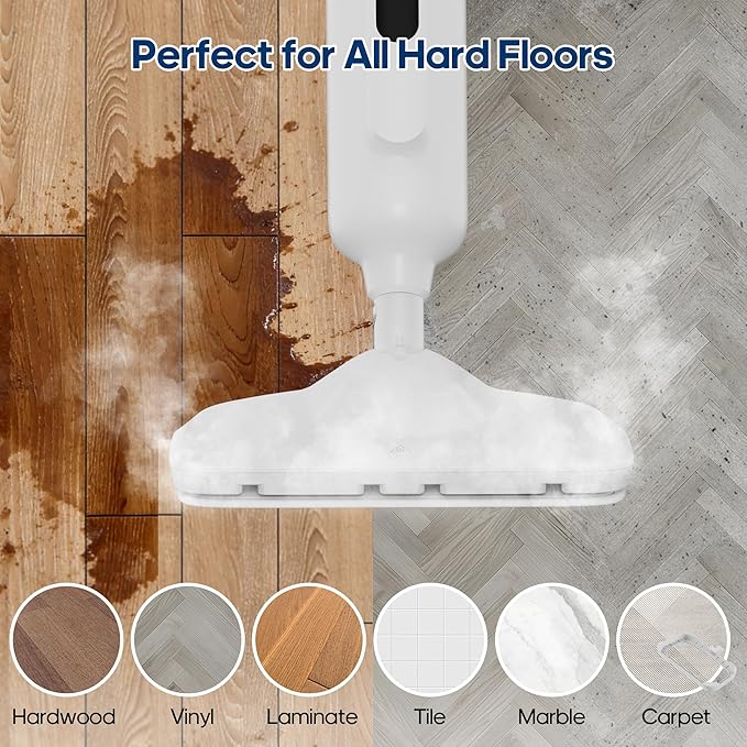 Steam Mop for Floor Cleaning with 2 Washable Pad, Lightweight Floor Steamer Cleaner Mop for Hardwood, Tile, Laminate Floors，Carpet