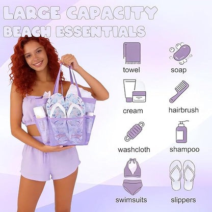 Attmu Mesh Shower Caddy Portable, Quick Dry Hanging Shower Tote Bag for College Dorm Room Essentials, Large Capacity Caddy Dorm for Bathroom Gym Swimming