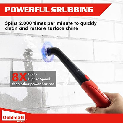 Goldblatt Cordless Electric Spin Scrubber, Power Scrubber with Battery Indicator Light, Waterproof Electric Cleaning Brush for Grout, Tile, Bathroom, Kitchen, Tub Cleaning