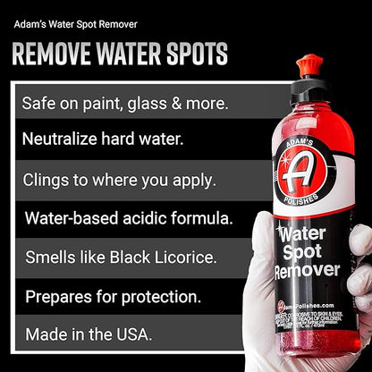 Adam's Water Spot Remover - Hard Water Stain Remover for Glass, Shower Doors, Paint, Windows, Car Detailing, Calcium, Magnesium & Soap Scum Remover