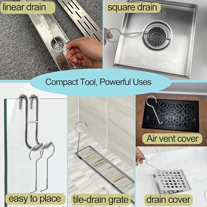 Neodrain Shower Drain Hair Catcher – Stainless Steel Hair & Debris Strainer with Lifting Hook, Hair Trap Filter Basket for Bathroom Drains, Reusable Hair Strainer for Clog-Free Drains