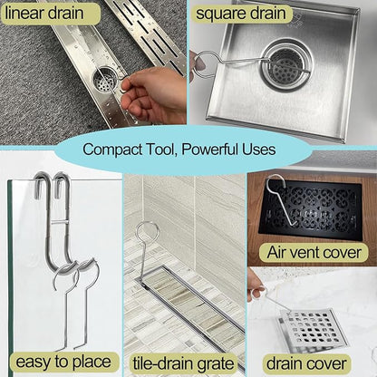 Neodrain Shower Drain Hair Catcher – Stainless Steel Hair & Debris Strainer with Lifting Hook, Hair Trap Filter Basket for Bathroom Drains, Reusable Hair Strainer for Clog-Free Drains