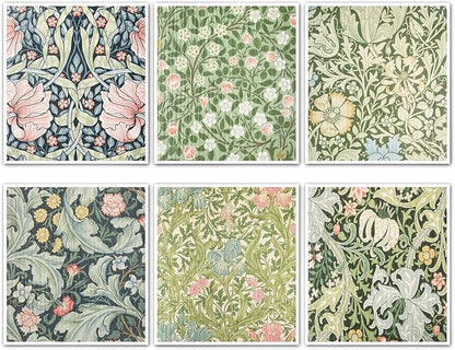 Quera William Morris Swedish Kitchen Dishcloth Vintage Floral Absorbent Cotton Kitchen Dish Towel for Party Home Housewarming Cleaning Counter Wipes 6.7 x 7.7 Inch, 6Pcs