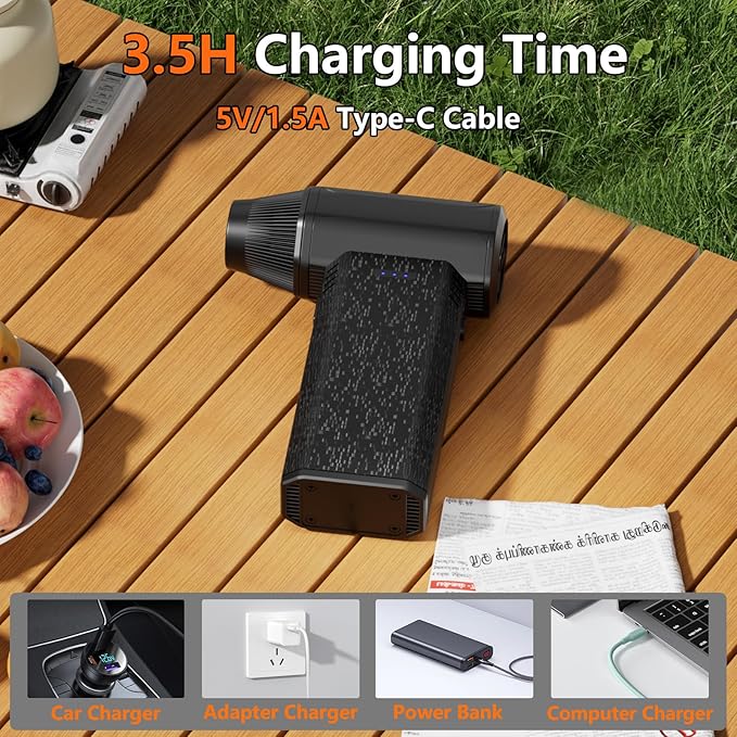 Compressed Air Duster-110000RPM Super Power Electric Air Duster, 3-Gear Adjustable Mini Blower with Fast Charging, Dust Blower for Manchine, Keyboard, House, Outdoor and Car