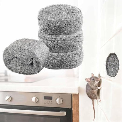 AJART Steels Wools Mice Control - #0000 Steel Wool Metal Fabric Mesh - As Gaps Fillers to Keep Mice Away - Protection for Siding, Pipelines, Garden Vents and Garages - 4Pcs
