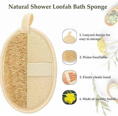 Natural Loofah Sponge – Premium Egyptian Shower Exfoliating Loofah, Lufas for Men and Women, 2‑Count