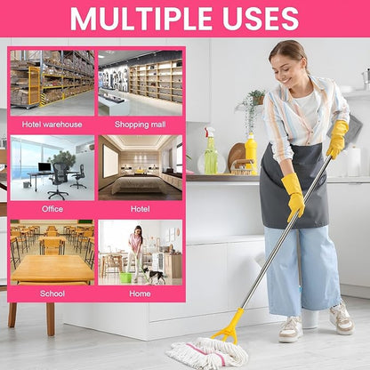 Eccliy 6 Pack Mop Heads Replacement Commercial Industrial Mop Heads Heavy Loop End Cotton String Heavy Duty Refills Wet Washable Refills for Home General Floor Cleaning (White,Pink)
