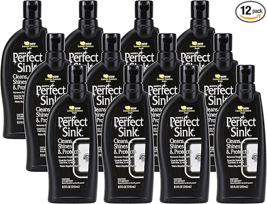 HOPE'S Perfect Sink 8.5 oz Sink Cleaner and Polish, Restorative, Water-Repellant Formula, Stain Remover, Good for Stainless Steel, Cast Iron, Porcelain, Corian, Composite, 12 Pack