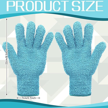 Patelai 2 Pairs Microfiber Gloves for plants Dusting Cleaning Glove Mittens House Cars Blinds Dusting(Light Blue, Violet,Large)