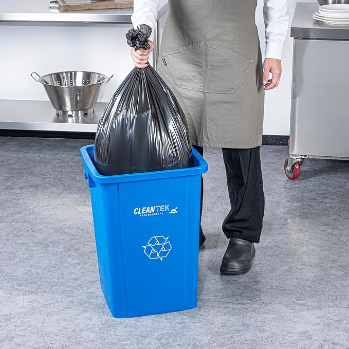 Restaurantware-Clean Tek Professional 19 Gallon Trash Can, 1 Square Waste Basket - Lid Sold Separately, Space Saving, Blue Plastic Garbage Bin, Ideal For Home, Office, Restaurant, And More