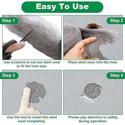 15 Pack 2.4" x9.8 ft Steel Wool for Mice Control - #3 Steel Wool Fill Fabric DIY Kit - Coarse Wire Wool Hardware Cloth - Gap Blocker Keep Mice Away from Holes, Siding, Pipeline, Vents in Garden Garage