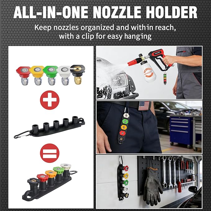 High Pressure Washer Gun, 4000 PSI Max, 5 Nozzles & Anti-Kink Swivel, 1/4” Quick Connect, Compatible with M22-14, Car Wash, Foam Cannon, Power Washer (Not for Garden Hose)